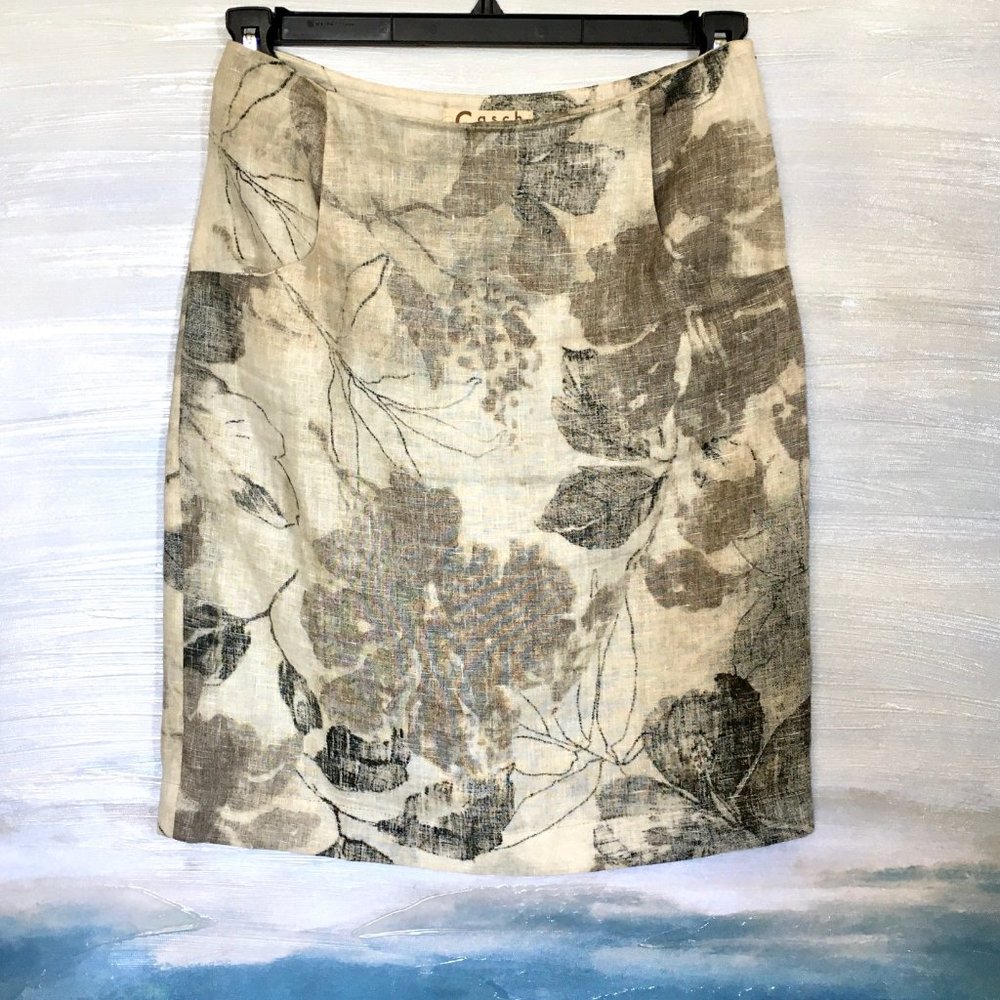 Floral Linen Pencil Skirt  | Size 4